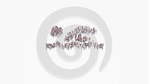 3d rendering of crowd of people in shape of symbol of swimmer on white background isolated