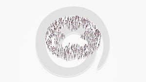 3d rendering of crowd of people in shape of symbol of times circle on white background isolated