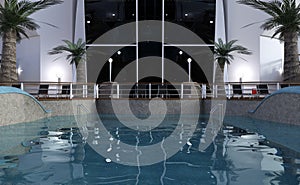 3D Rendering Cruise Ship Pool Deck