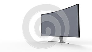 3d rendering of a curved television screen monitor isolated in studio background