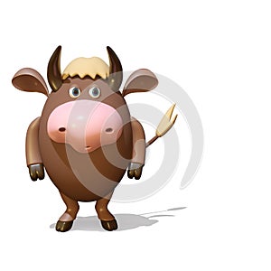 3D rendering of cute cartoon bull