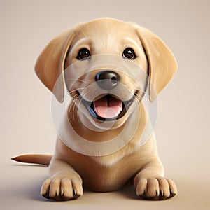 3d rendering of a cute golden labrador puppy