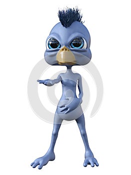 3D rendering cute little cartoon duckling