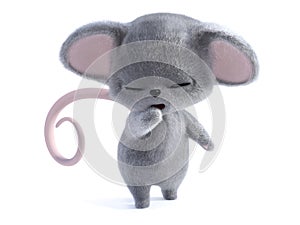 3D rendering of a cute sleepy mouse