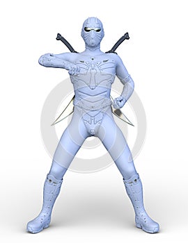 3D rendering of a cyber swordfighter