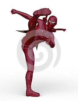 3D rendering of a cyber swordfighter
