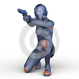 3D rendering of a cyber woman