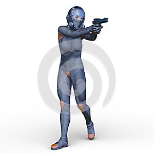 3D rendering of a cyber woman