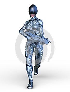 3D rendering of a cyber woman