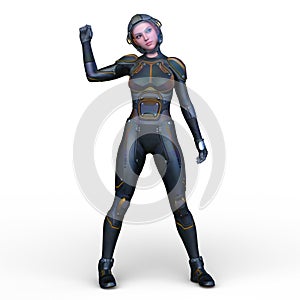 3D rendering of a cyber woman