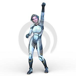 3D rendering of a cyber woman