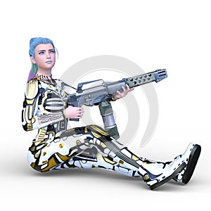 3D rendering of a cyber woman