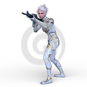 3D rendering of a cyber woman