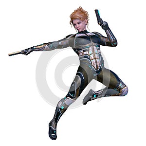 3D rendering of a cyber woman