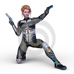 3D rendering of a cyber woman