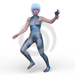 3D rendering of a cyber woman