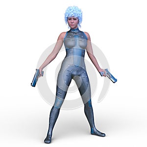 3D rendering of a cyber woman