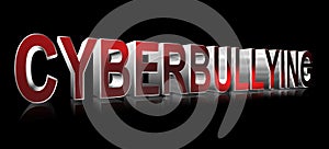 3D rendering cyberbullying keyword cyberharassment letter design isolated on black background