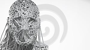 3d rendering of cyborg face on white background represent artificial intelligence. Future science, modern technology