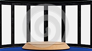 3D rendering of cylinder pedestal podium with black and white backdrop, display product on sale, mockup products, stage showcase,