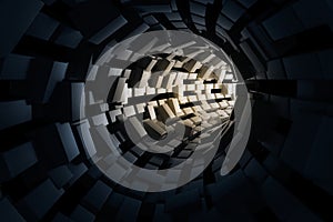3d rendering, dark science-fiction tunnel, dark background