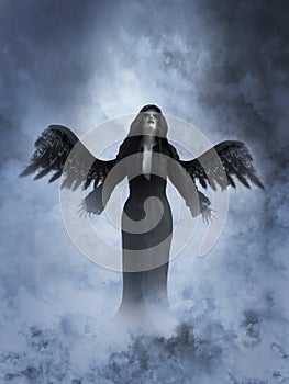 3D rendering of a death angel in heaven.
