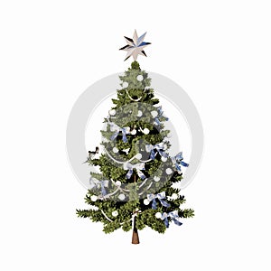 3D RENDERING OF DECORATED CHRISTMAS TREE