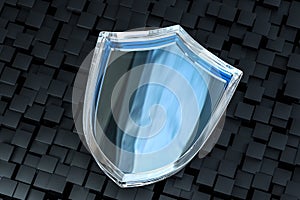 3d rendering, a defense shield with technological background