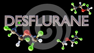 3d rendering of Desflurane molecules