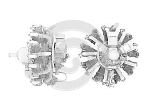 3D rendering - detailed radial engine