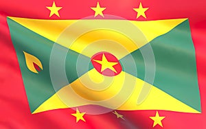 3D rendering - development of the national flag of Grenada