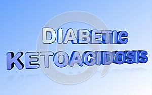 3D rendering diabetic ketoacidosis word DKA complication of diabetes letter design isolated on blue background