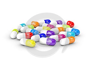 3d rendering of dietary supplements isolated over white