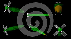 3D rendering of different views of Massive Ordnance Air Blast - MOAB - Bomb