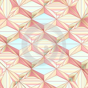3d rendering digital illustration of polygons arranged in a repeating pattern.