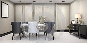 3d rendering dining set in modern luxury brown dining room