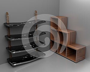 3d Rendering Diplay Marble Texture and Wooden  Background Mock Up