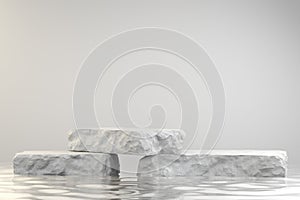 3d Rendering Display Step Stone For Present Product On Ripple Water Wave Backgrounds Illustration