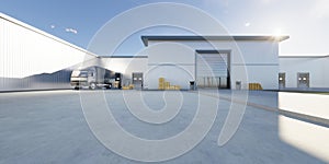 3d rendering of distribution center for industrial background and concept of logistics, import export