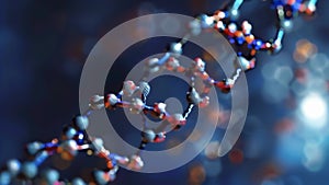 A 3D rendering of the DNA molecule highlighting the specific bonding between nucleotides. . AI generation