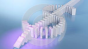 3D rendering of dollar domino effect, financial and banking crisis, Economy and business downfall concept