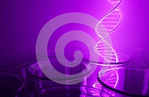 3D Rendering of Double Helix DNA in Test Tube