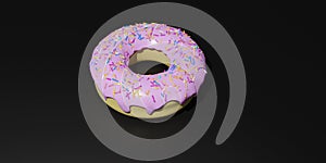 The 3D rendering doughnut that Americans love is made on a black