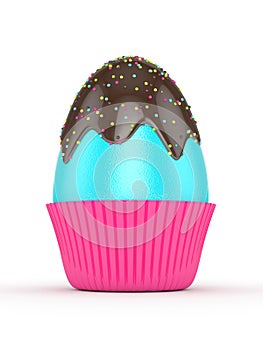3d rendering of Easter egg with chocolate glaze and sprinkles