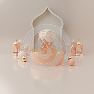 3d rendering Eid al fitr or ramadan podium display product sale banner social media instagram post template