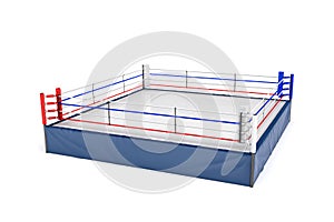 3d rendering of an empty boxing ring isolated in white background.
