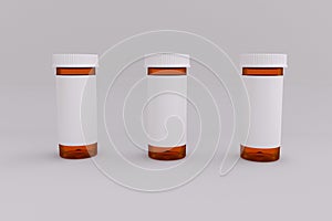 3D rendering of empty labeled medical pill bottle