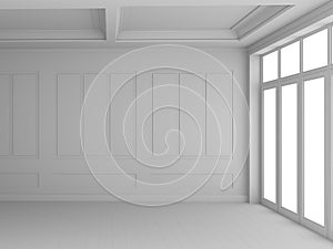 3d rendering empty white room