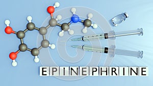 3d rendering of epinephrine or adrenaline molecule