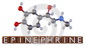 3d rendering of epinephrine or adrenaline molecule
